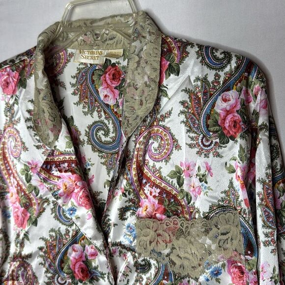 Victoria's Secret Vintage Gold Label Paisley/Rose Silky Pajama Set. Size Small. - Picture 3 of 10